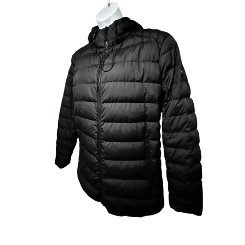 Michael Kors MK Black Puffer Zip Up Hooded Jacket Mens Large Down Insulated Logo